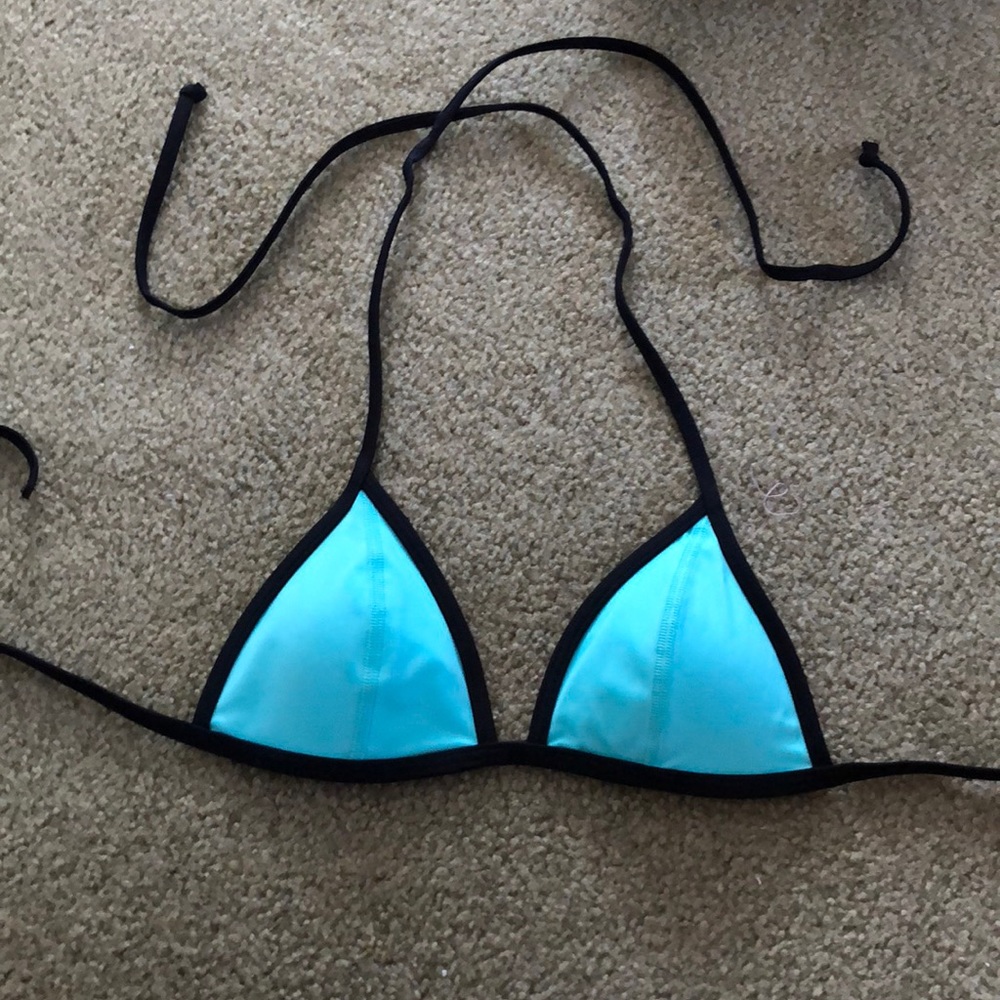 Pink turquoise triangle bikini top